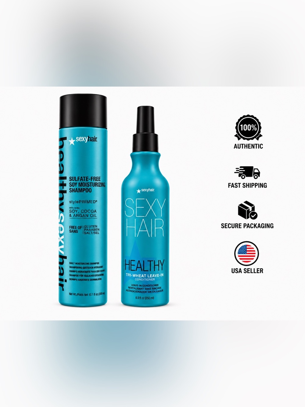 Sexy Hair Healthy Soy Shampoo & Tri-Wheat Leave In Conditioner Set 2 Pc